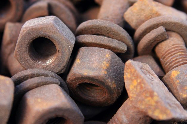 Rusted bolts and nuts