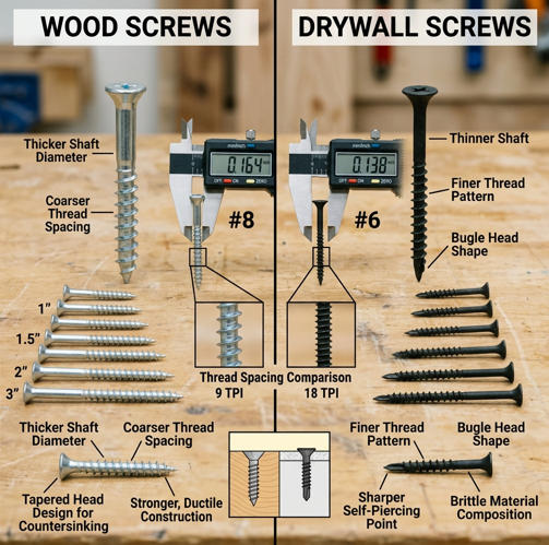wood screw vs drywall screw wood screw vs drywall screw